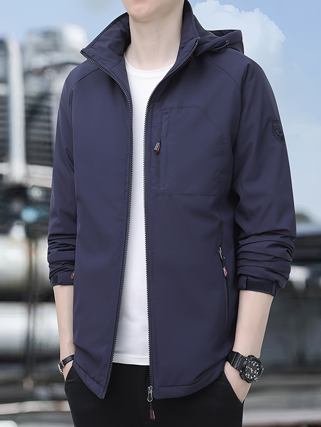 Veste matelassée pour homme, à capuche, bleu
