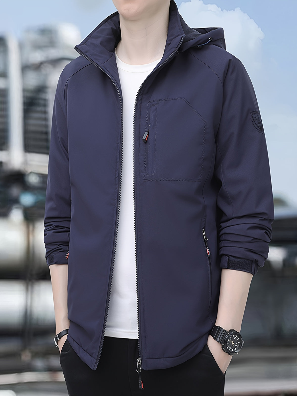 Veste matelassée pour homme, à capuche, bleu
