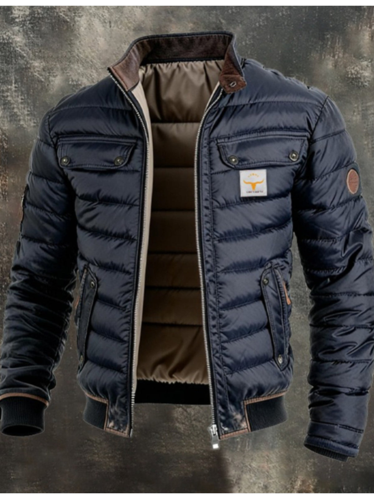 Veste matelassée pour homme, à col montant, gris