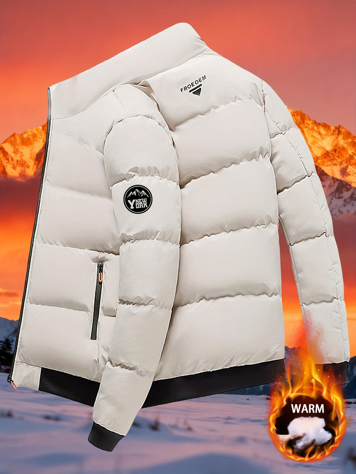 Veste matelassée pour homme, coupe-vent, à col montant
