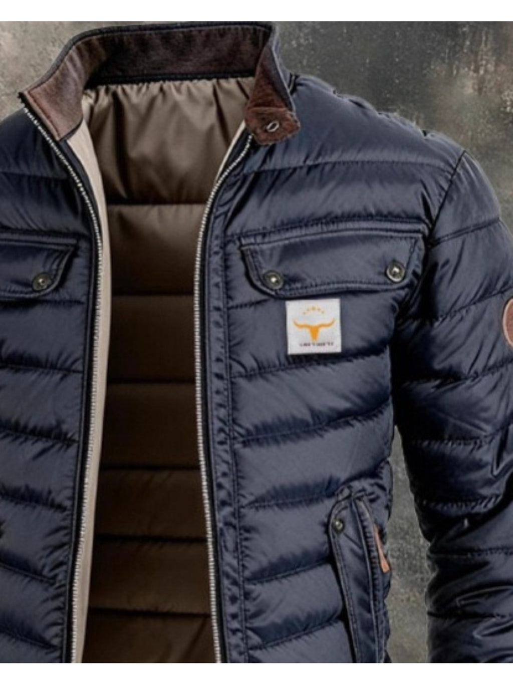 Veste matelassée pour homme, à col montant, gris