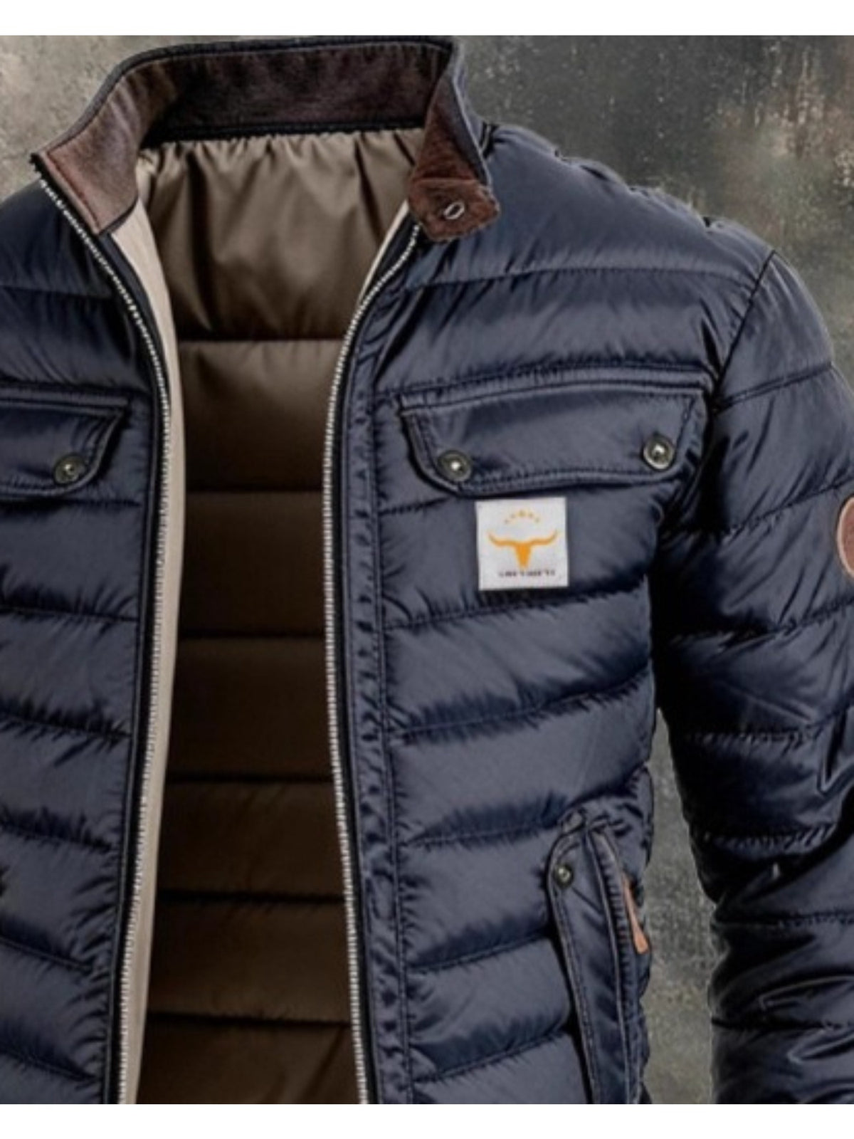 Veste matelassée pour homme, à col montant, gris