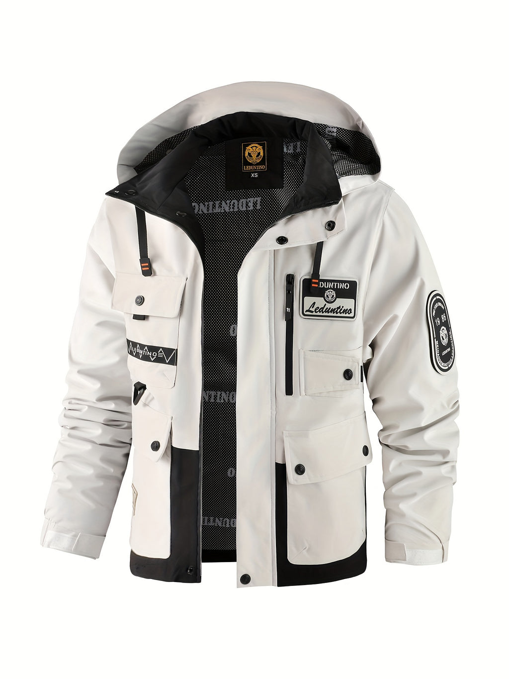 Manteau pour homme, capuche amovible, rouge brique