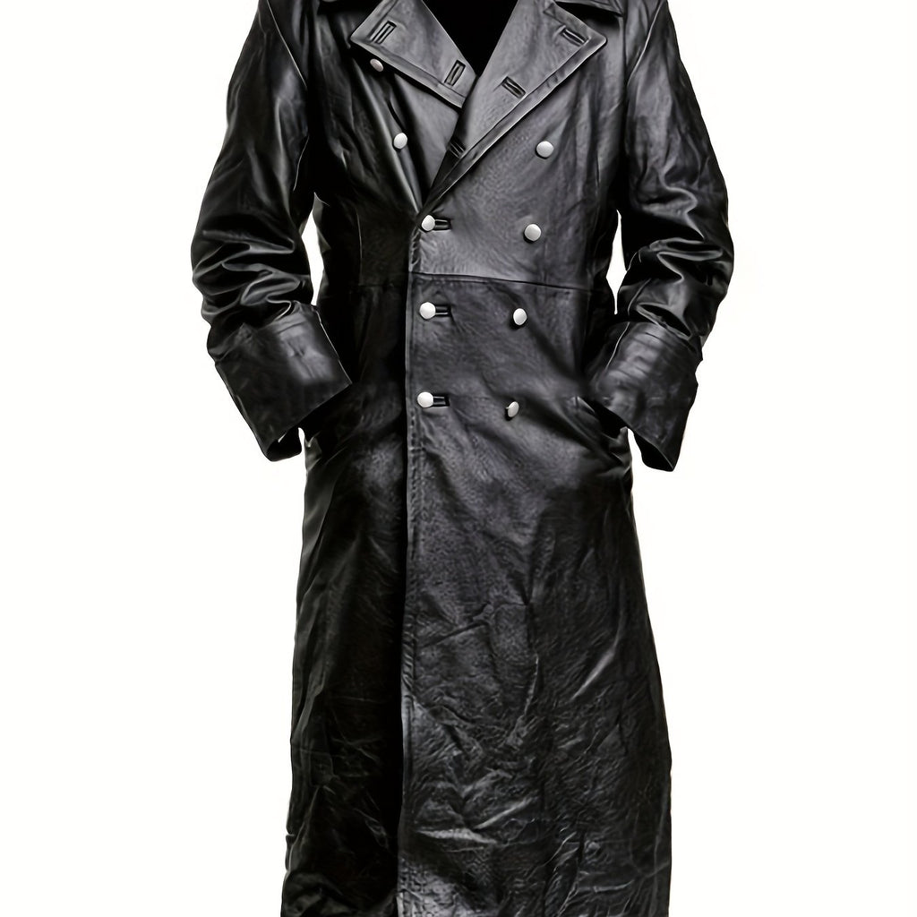 Manteau mi-long, à revers, noir, coloris noir