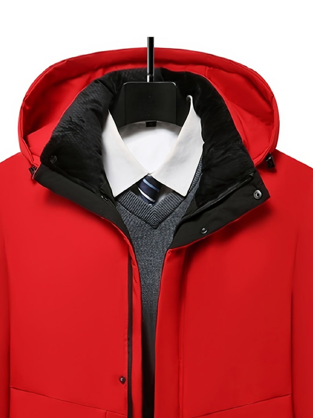 Manteau pour homme, à capuche, rouge
