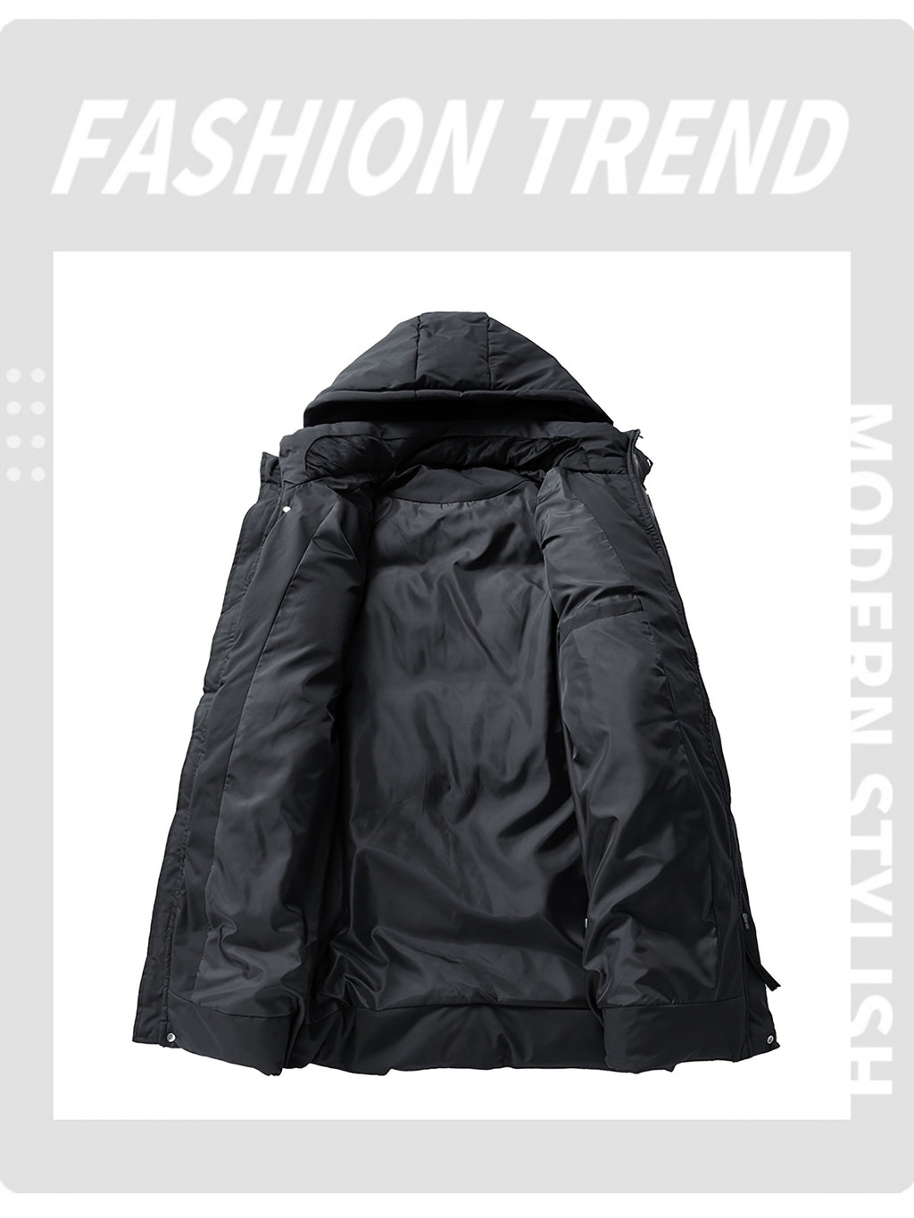 Veste matelassée pour homme, grandes tailles, à capuche, gris