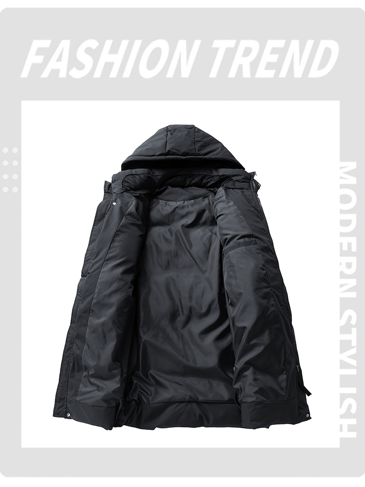 Veste matelassée pour homme, grandes tailles, à capuche, gris