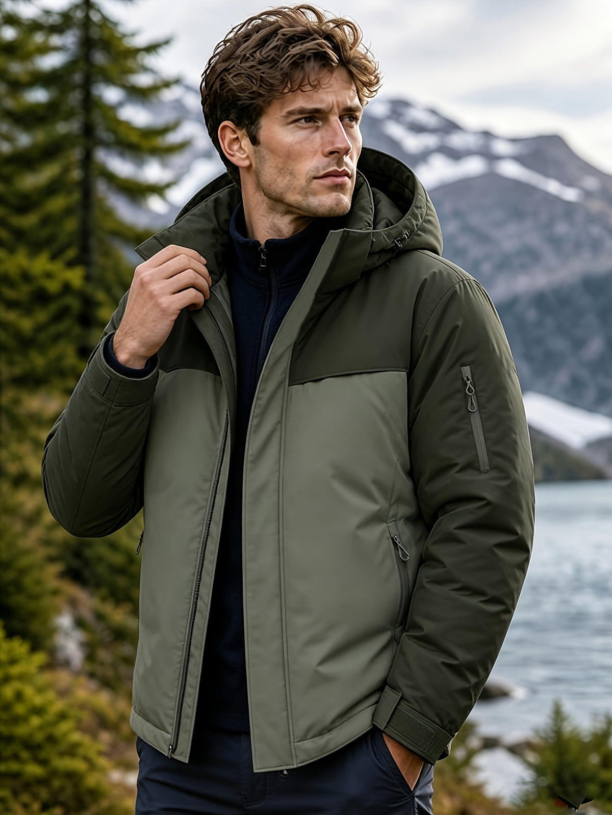 Veste pour homme, à capuche, gris de yinchuan