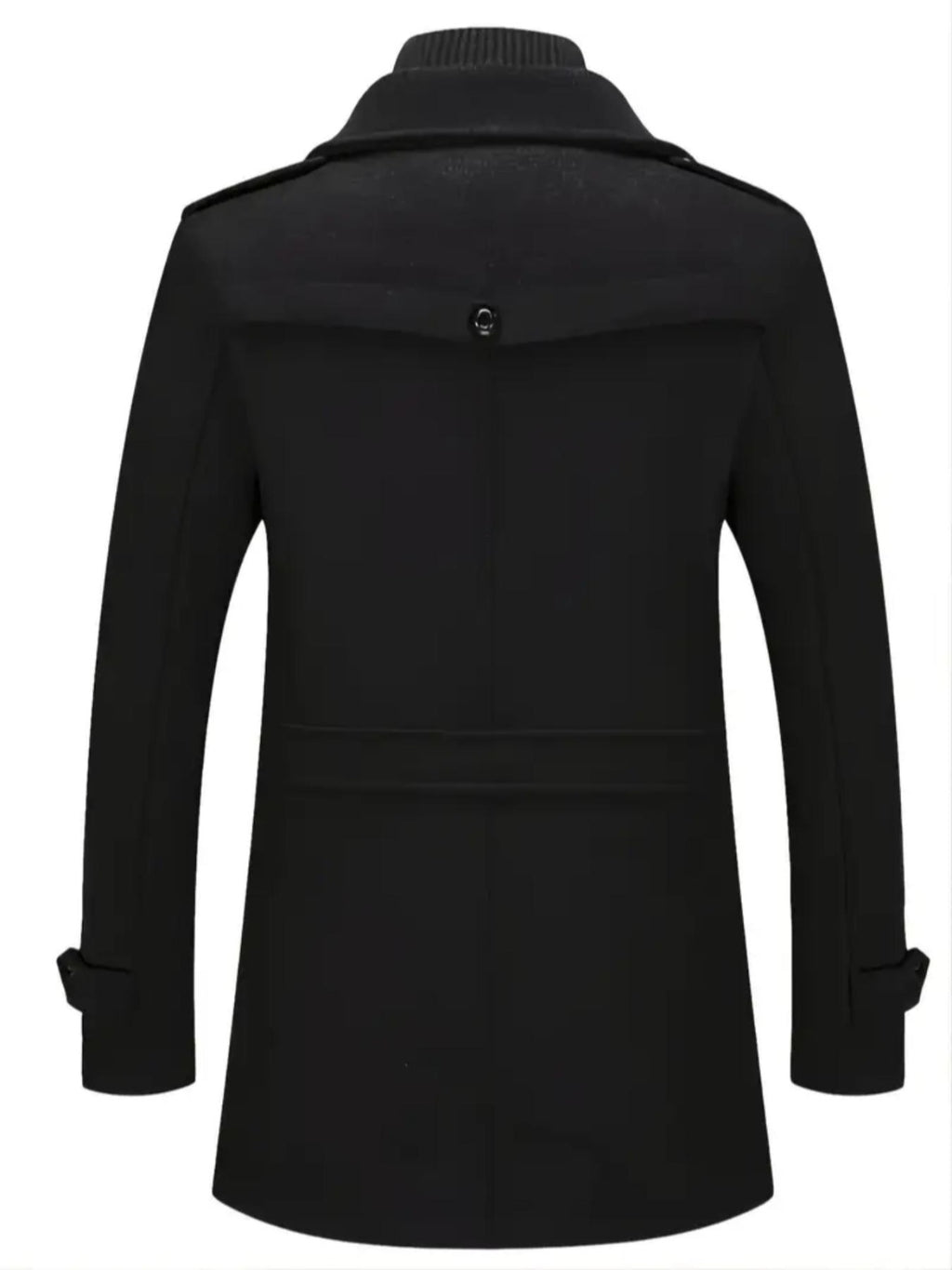 Manteau mi-long en laine pour homme, double col, fermeture éclair