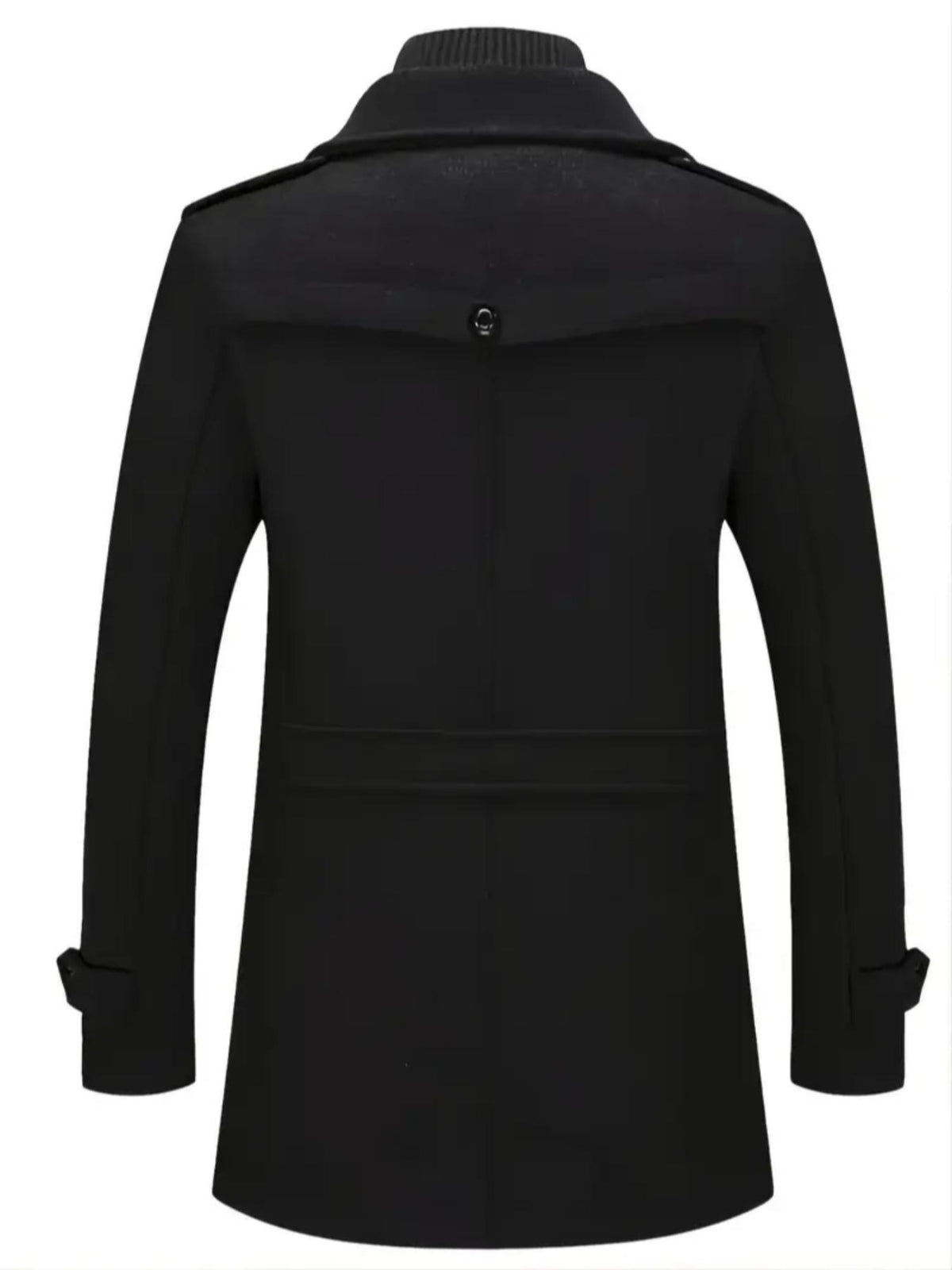 Manteau mi-long en laine pour homme, double col, fermeture éclair
