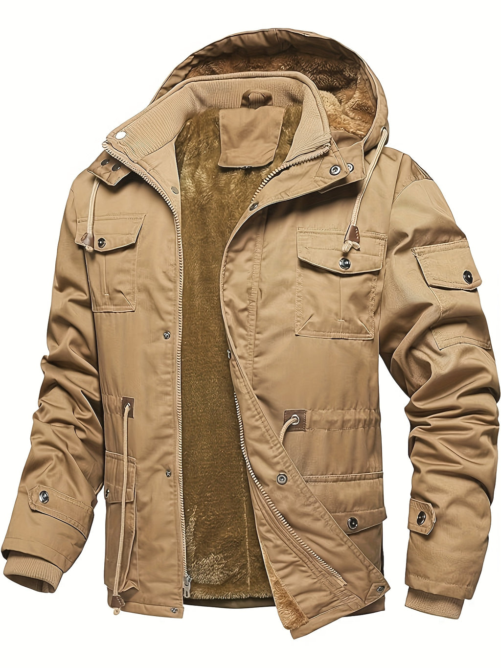 Veste pour homme, polaire, à capuche, vert fougère