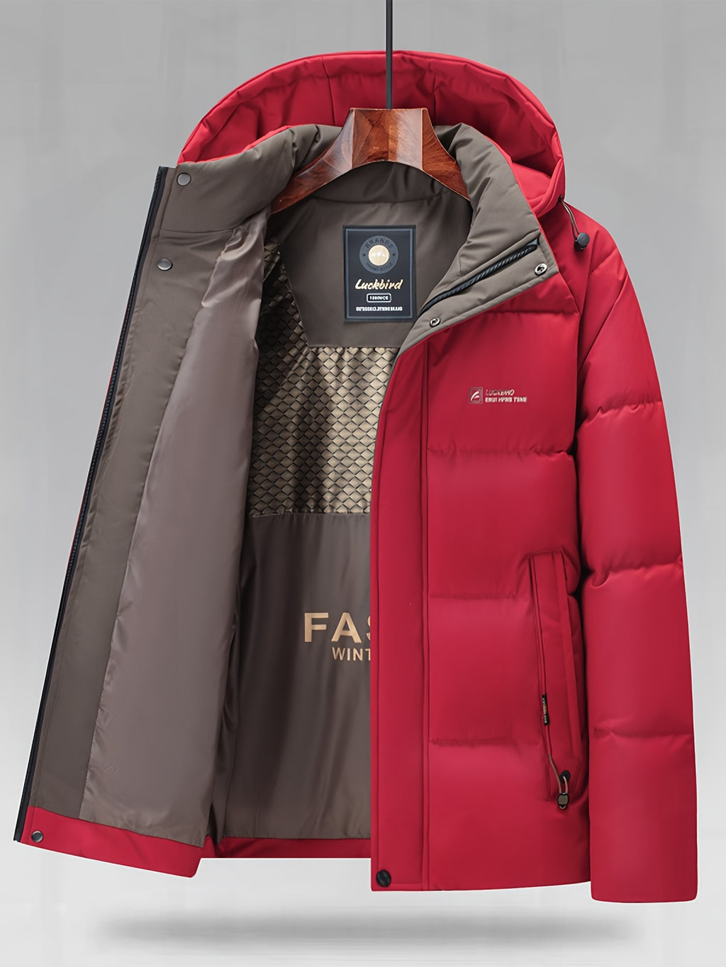 Veste matelassée pour homme, capuche amovible, à col montant