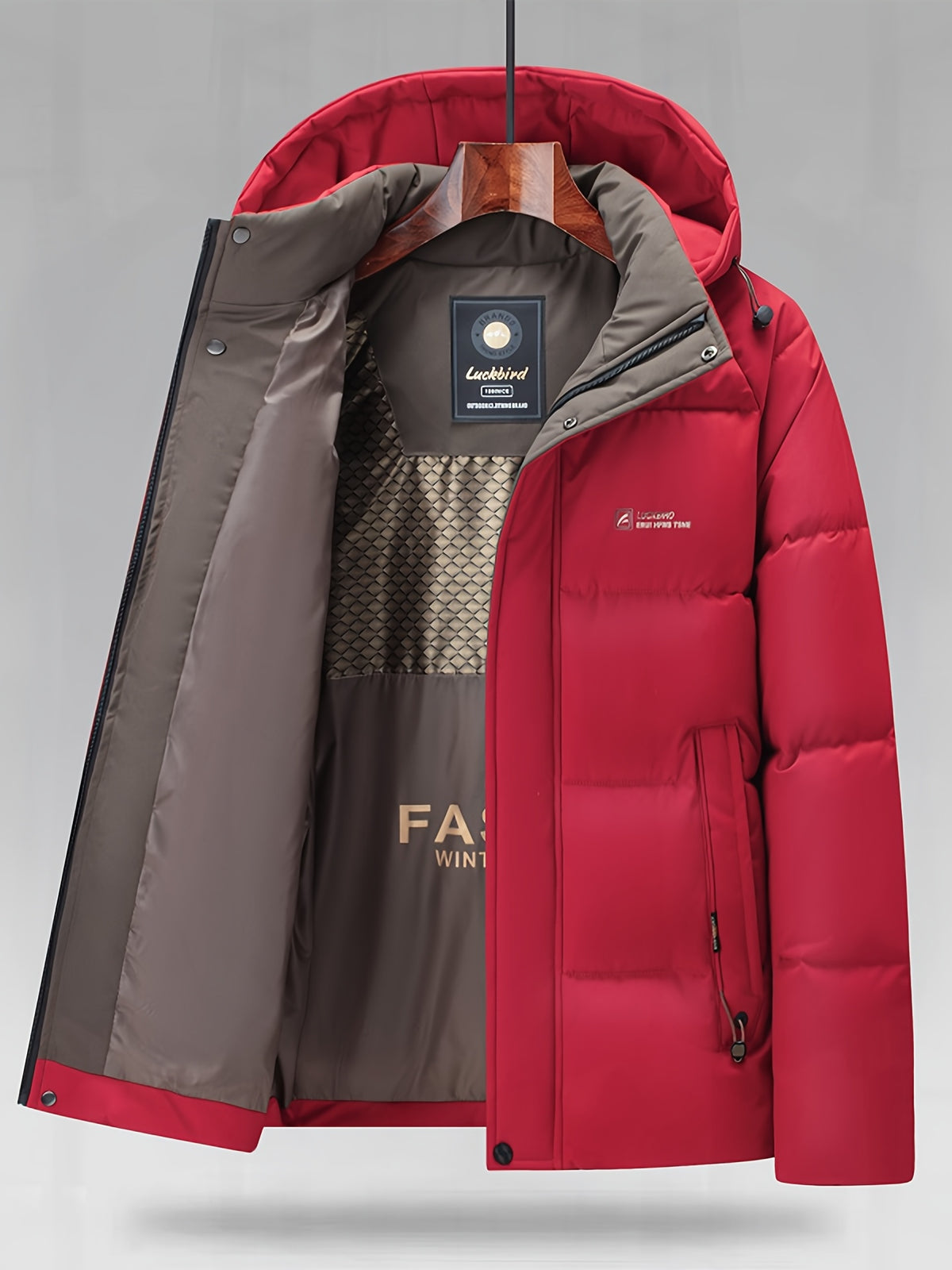 Veste matelassée pour homme, capuche amovible, à col montant