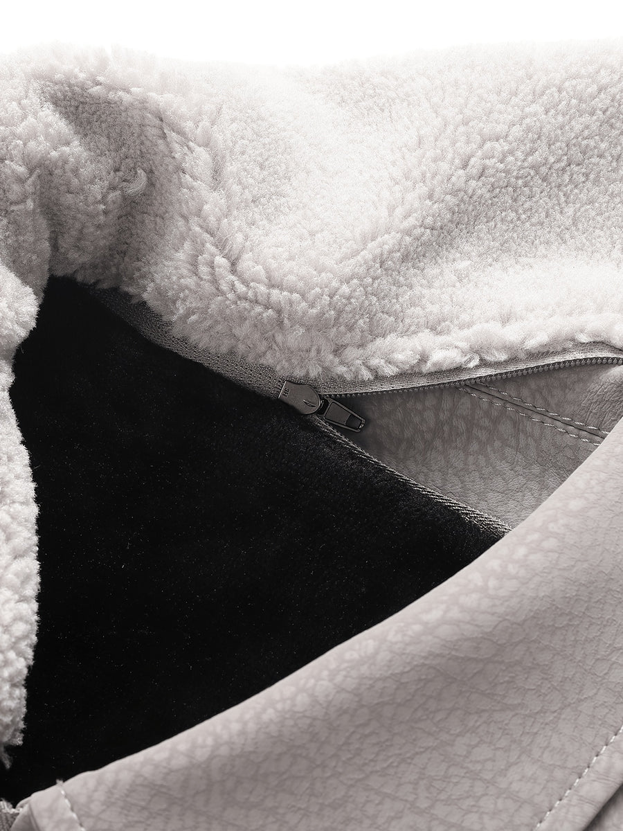 Veste en cuir PU, coupe-vent, à revers, détail du vêtement