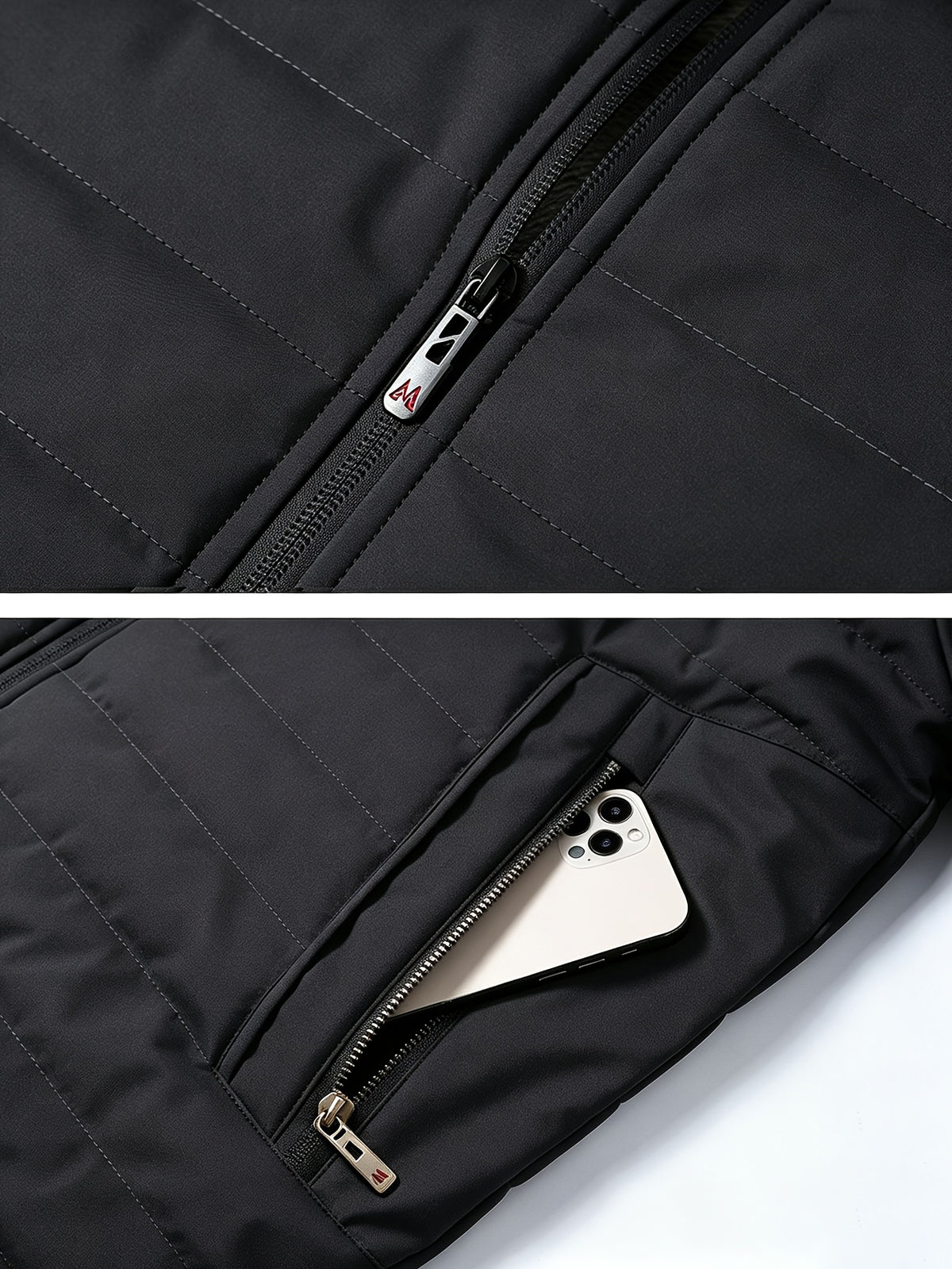 Veste pour homme, capuche amovible, noir carbone