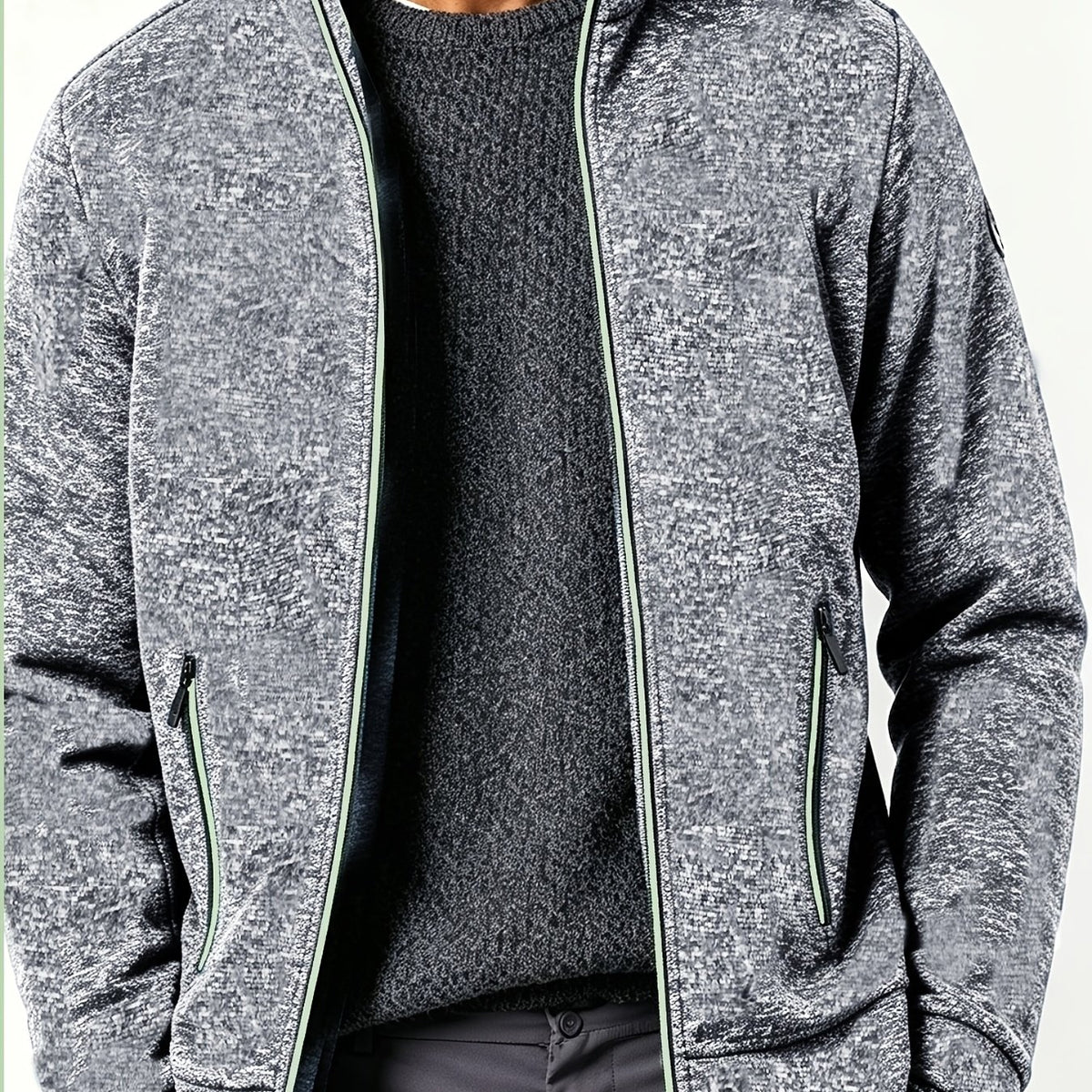 Veste longue, coloris gris clair, détail Image