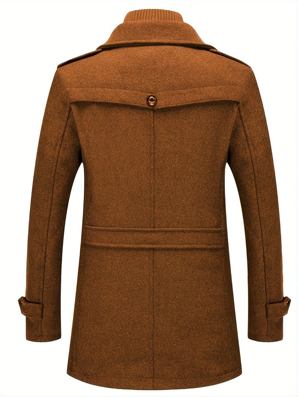 Manteau mi-long en laine pour homme, double col, fermeture éclair