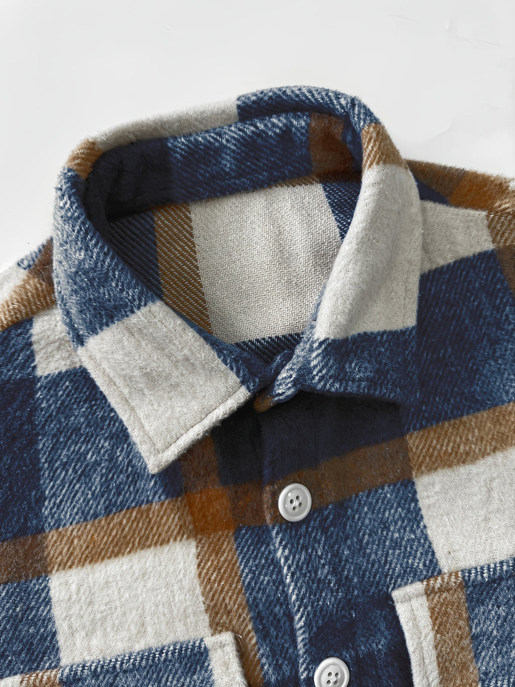 Veste long pour homme, à carreaux, à revers