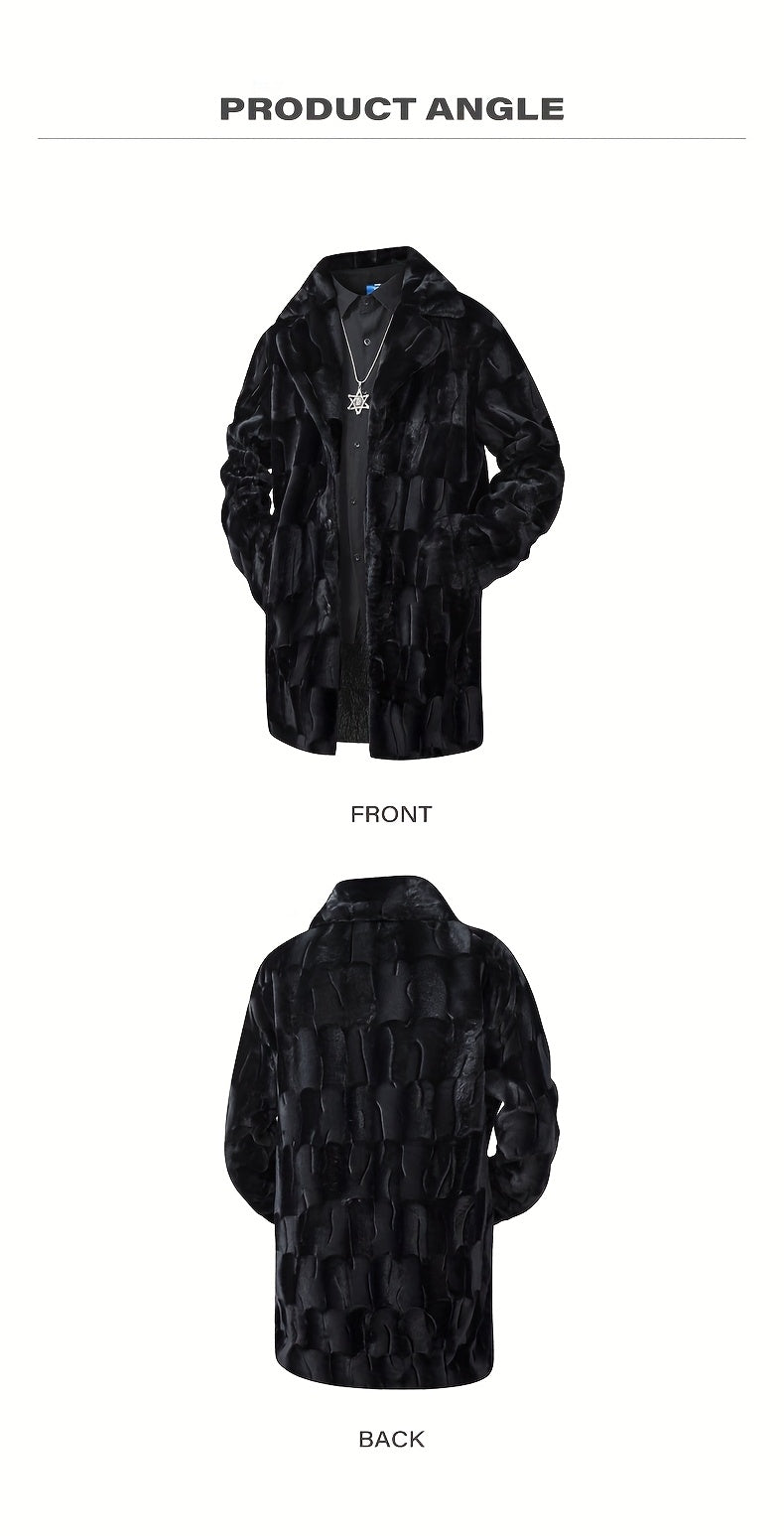 Veste pour homme, polaire, à revers, plaid café