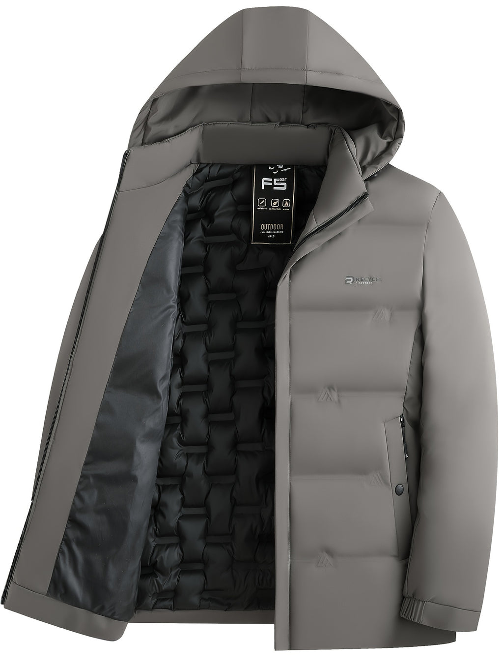 Veste matelassée pour homme, à capuche, kaki