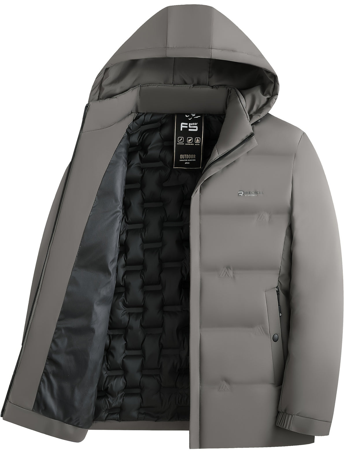 Veste matelassée pour homme, à capuche, kaki