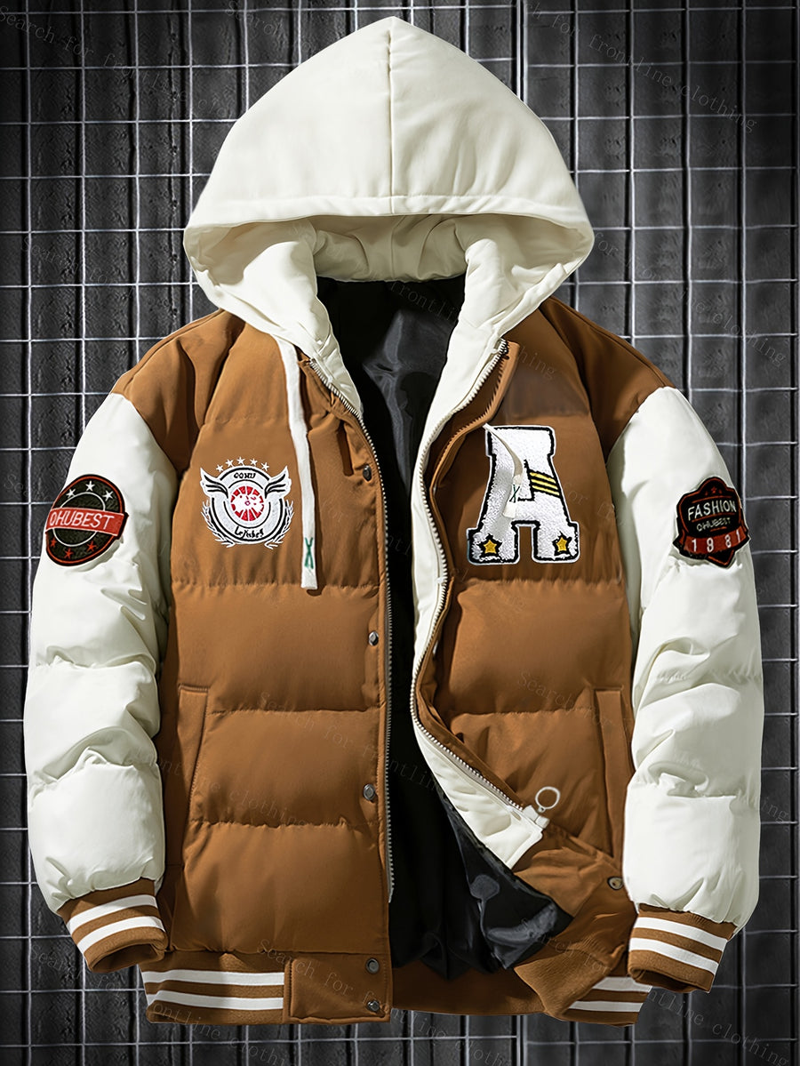 Veste courte à capuche hiver homme broderie complexe tendance marque épaissie costume pain chaud 5760L, photo 13