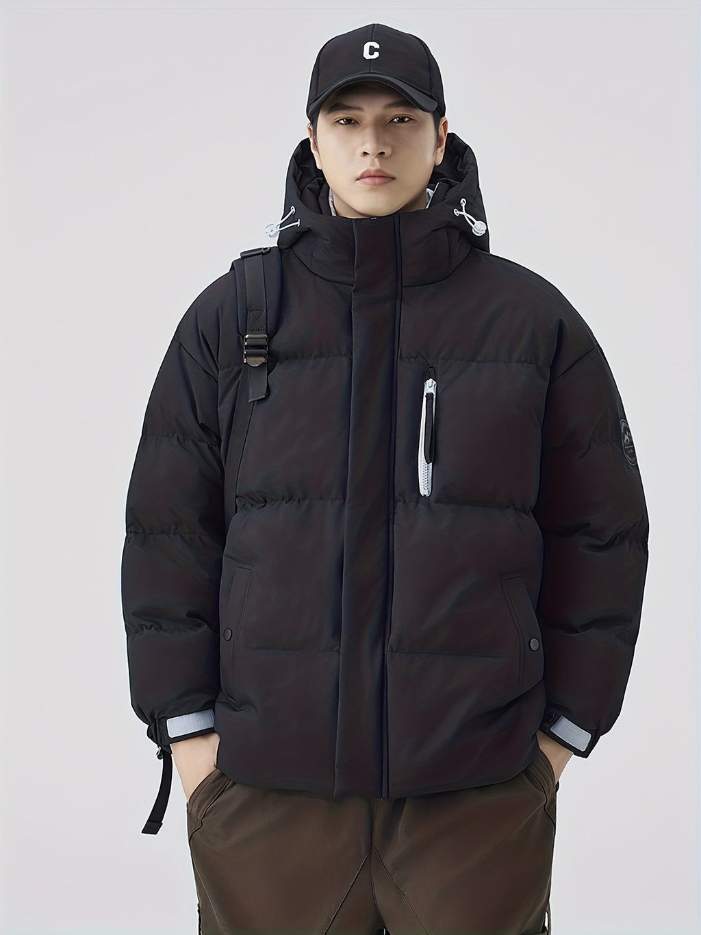 Manteau matelassé pour homme, à capuche, épi de blé jaune