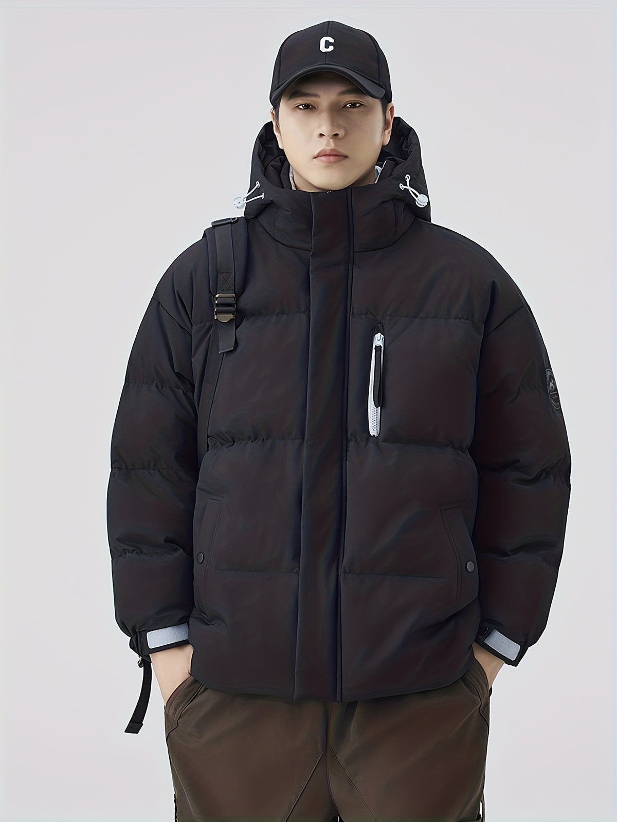 Manteau matelassé pour homme, à capuche, épi de blé jaune