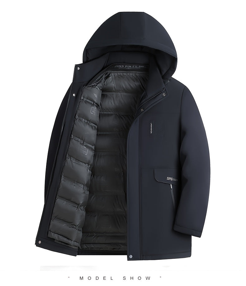 Veste long pour homme, à capuche, bleu