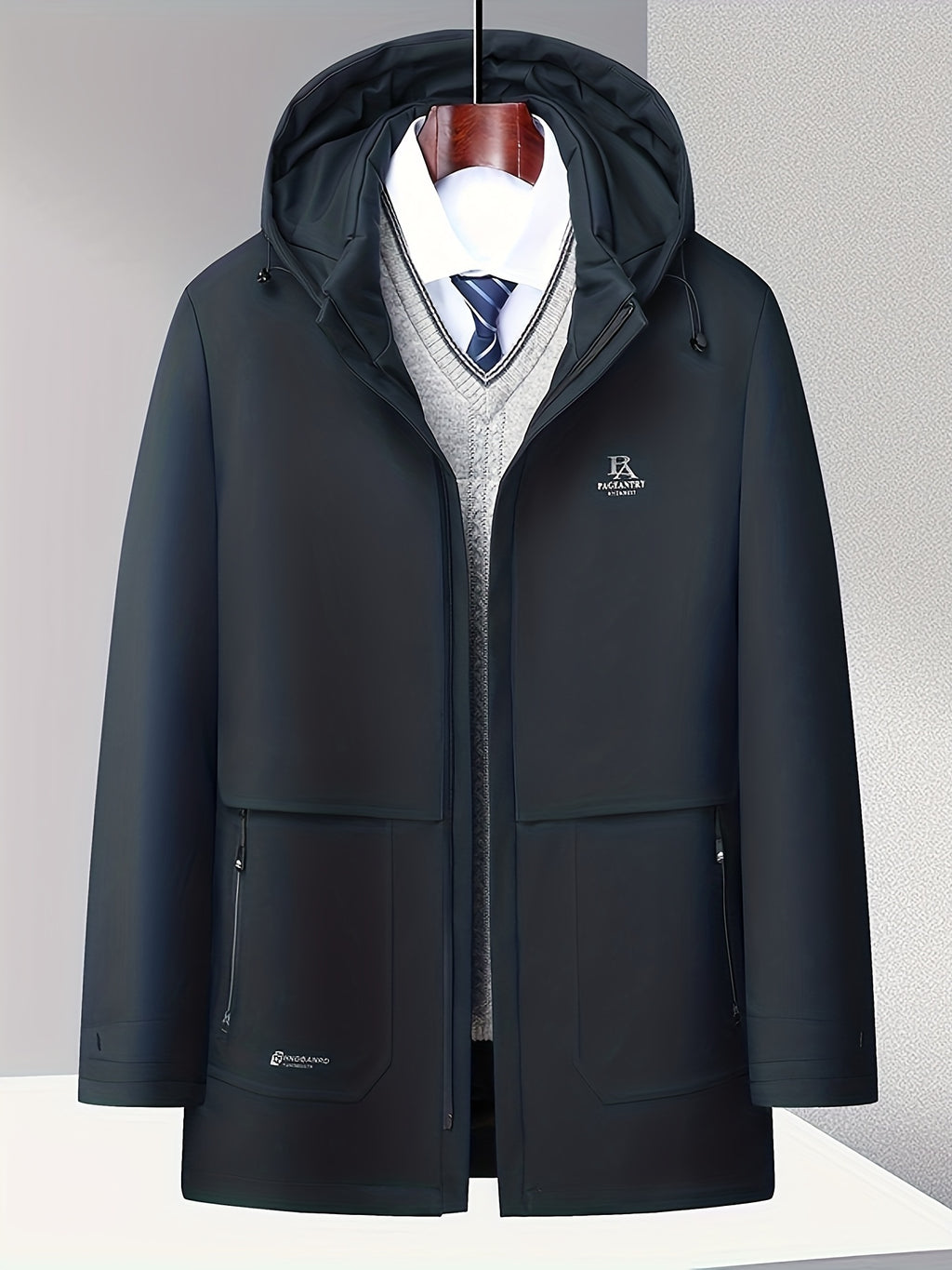 Veste long pour homme, à capuche, crevette verte