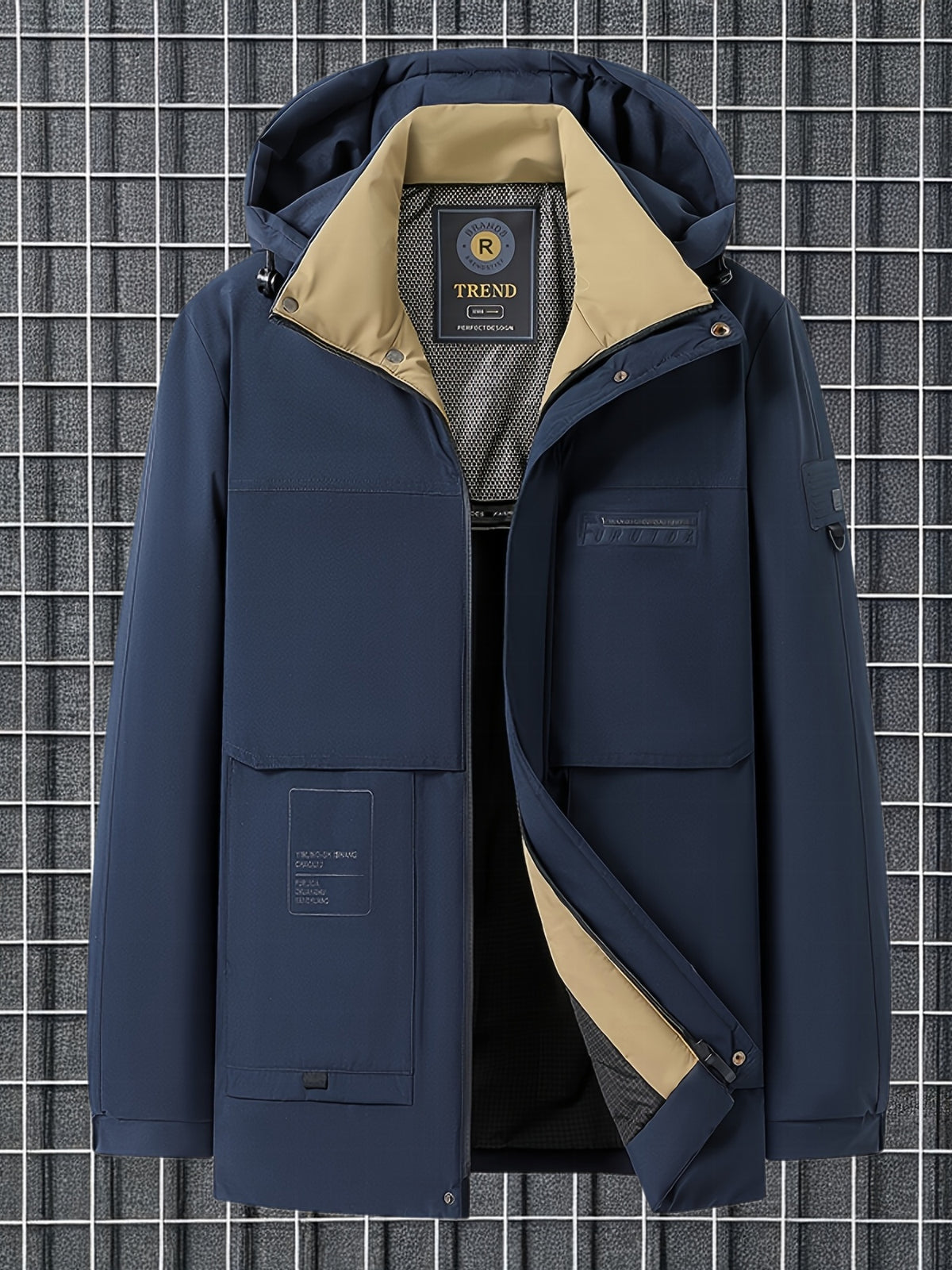 Manteau matelassé long pour homme, capuche amovible, noir