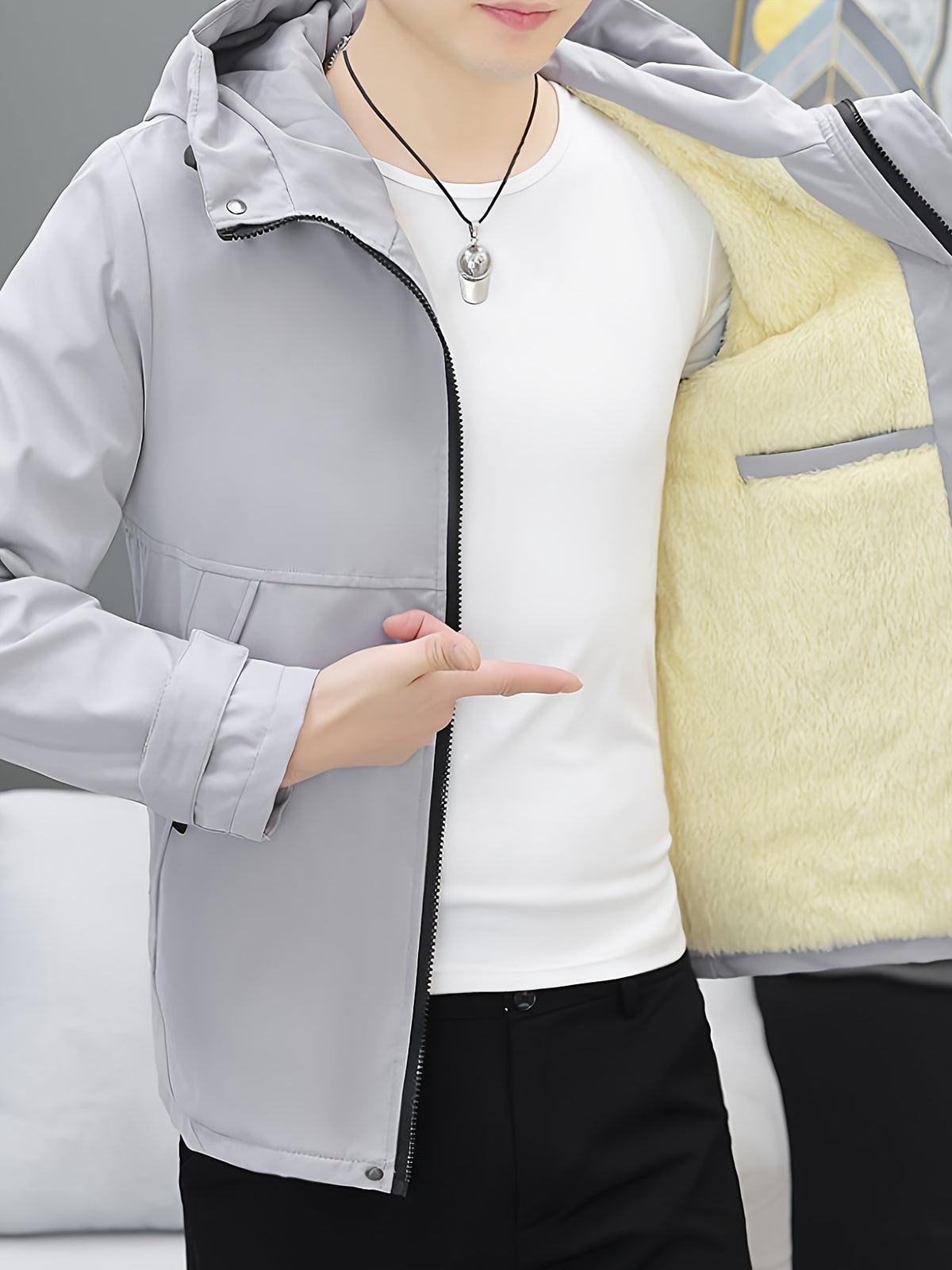 Veste pour homme, à capuche, 1x05 vêtements yijia-r6618 noir
