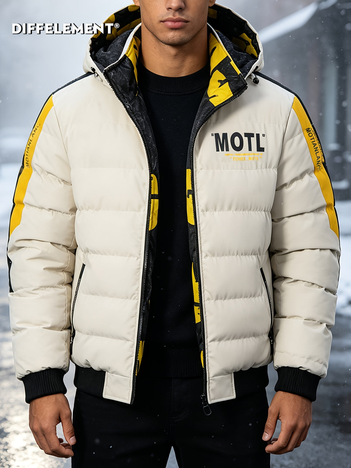 Manteau matelassé pour homme, réversible, à capuche