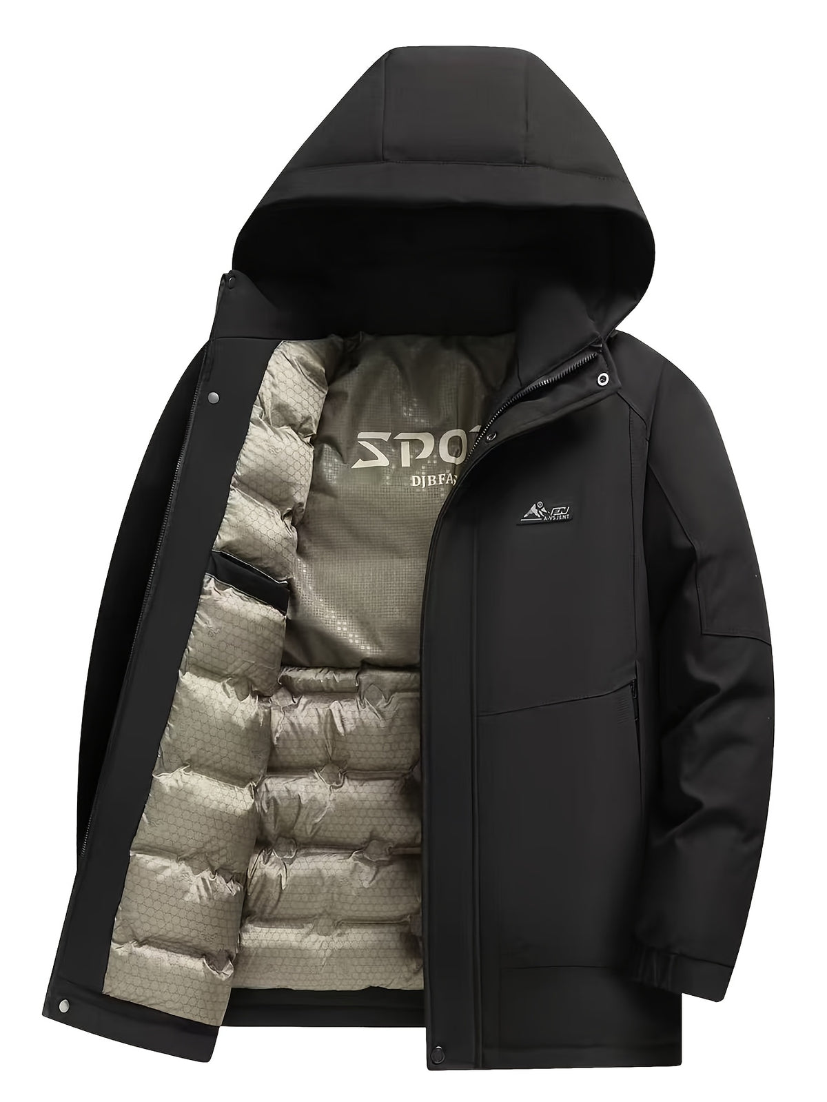 Manteau long pour homme, à capuche, café