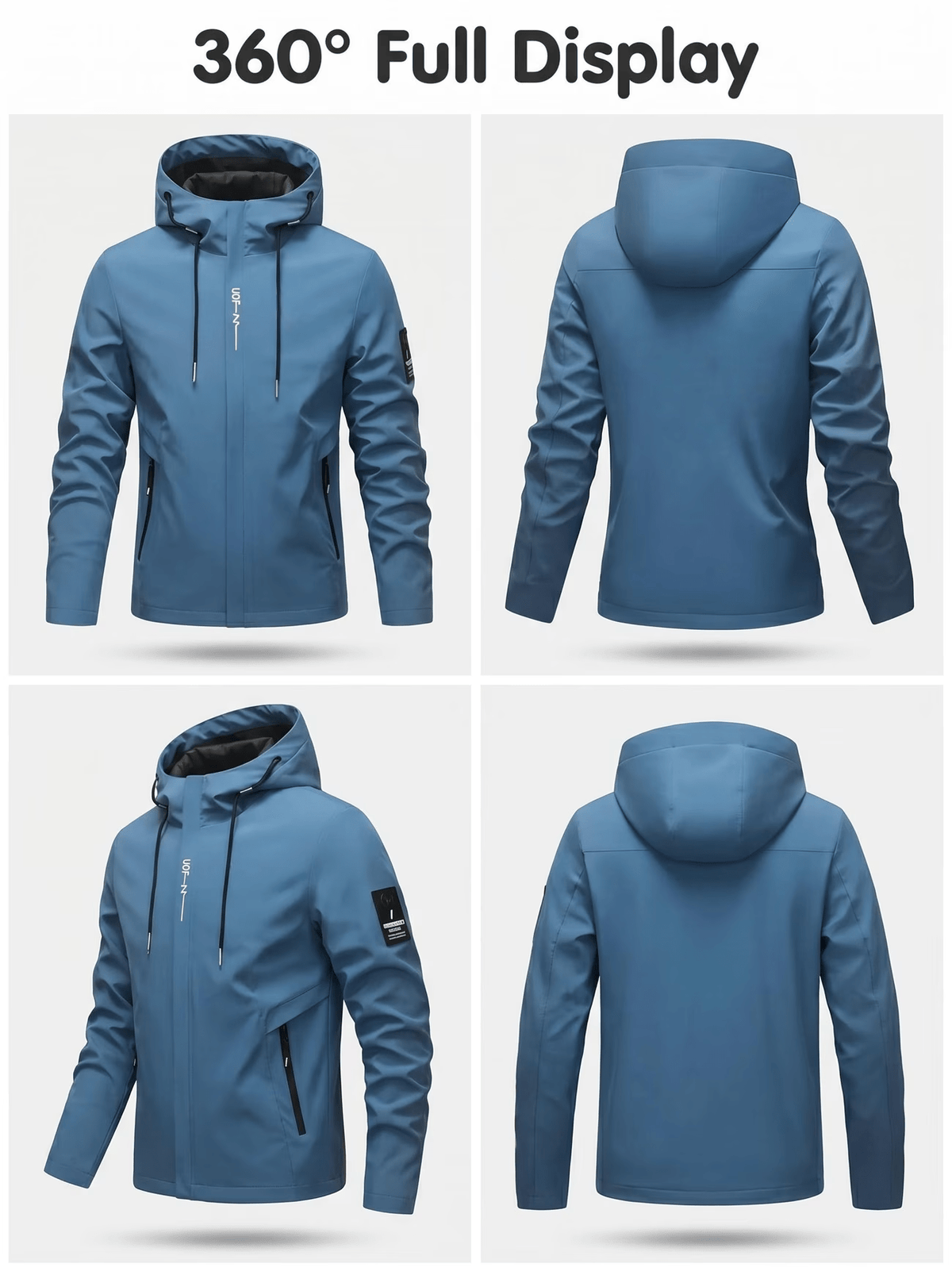 Veste pour homme, à capuche, paon bleu