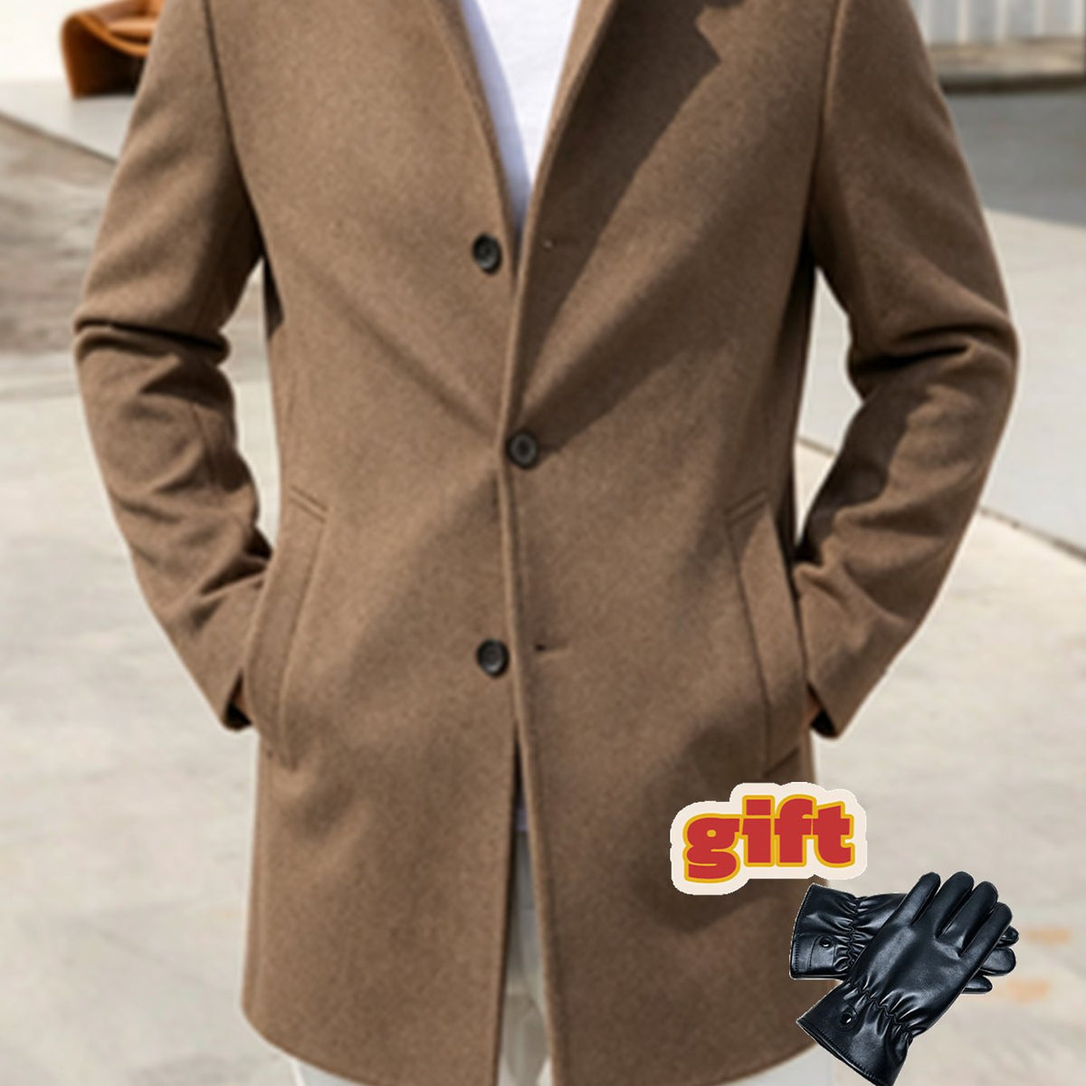 Trench en laine, 40 % laine, velours, coloris chameau Image