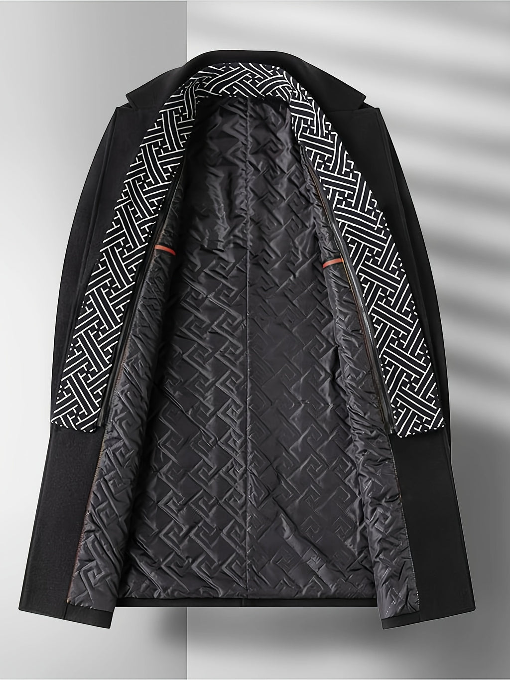 Manteau en laine mi-long, 50 % laine, tweed, détail du vêtement