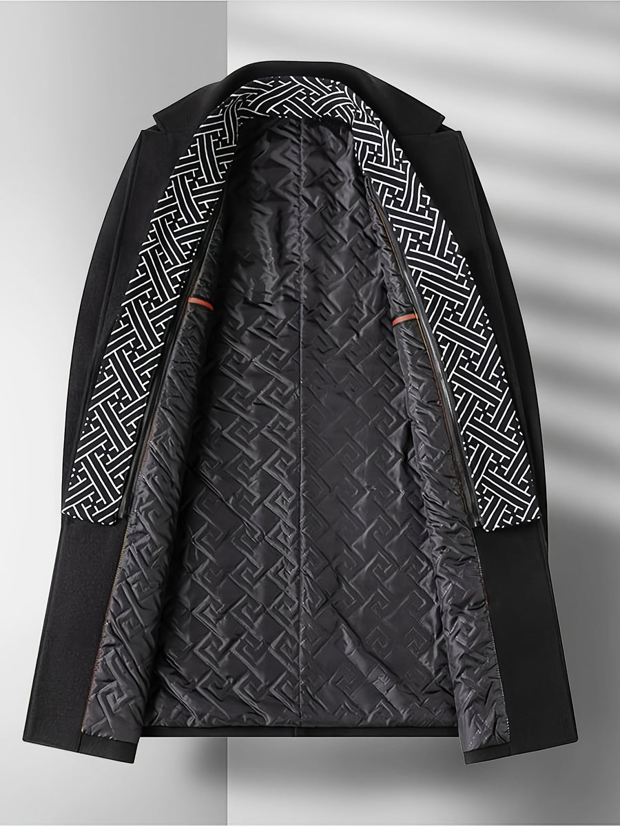 Manteau en laine mi-long, 50 % laine, tweed, détail du vêtement