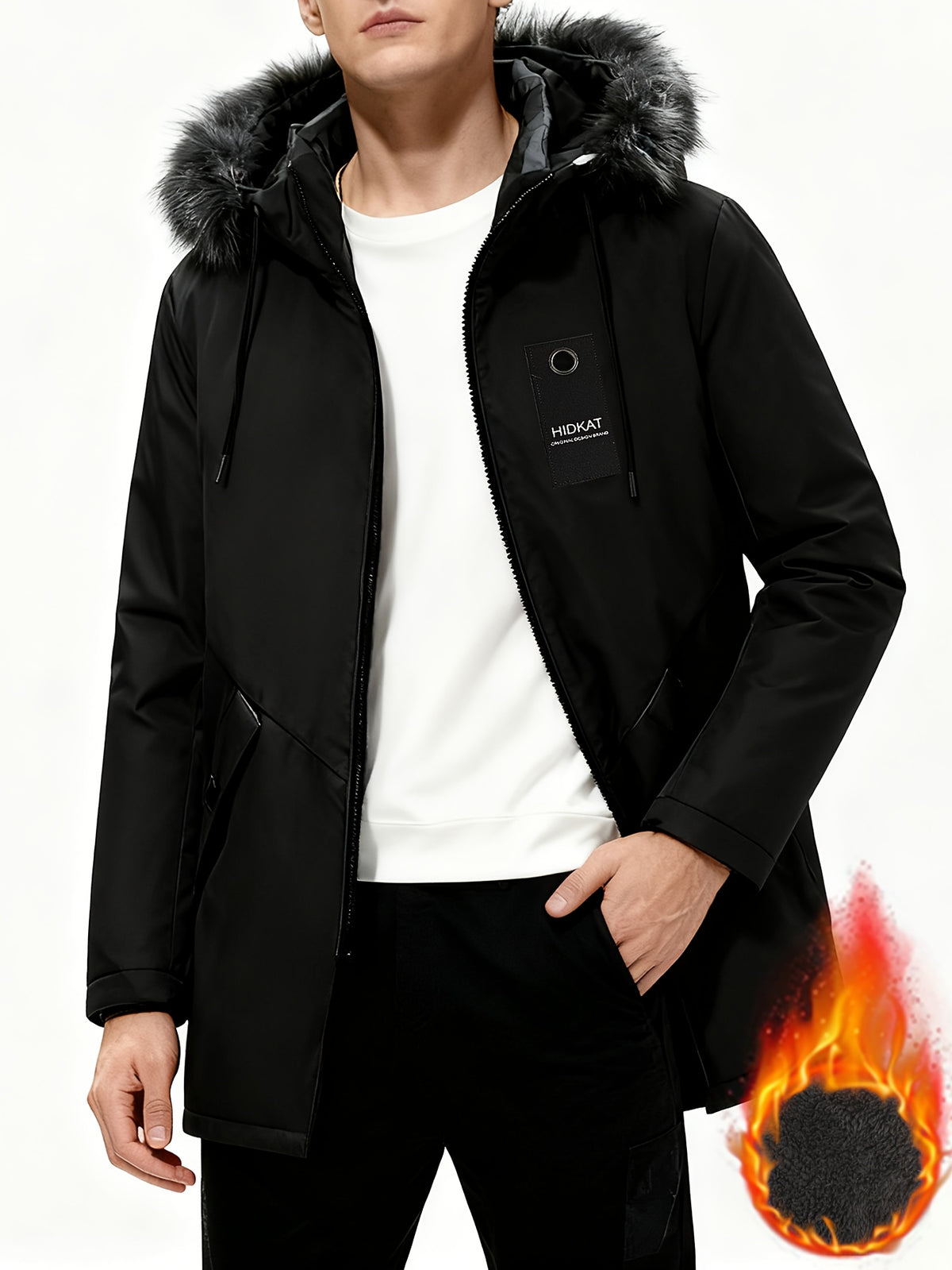 Manteau matelassé pour homme, à capuche, gris