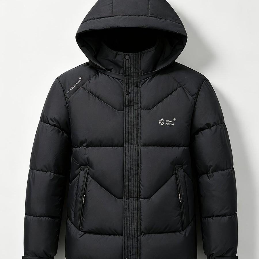 Veste matelassée, coupe-vent, à capuche, coloris noir