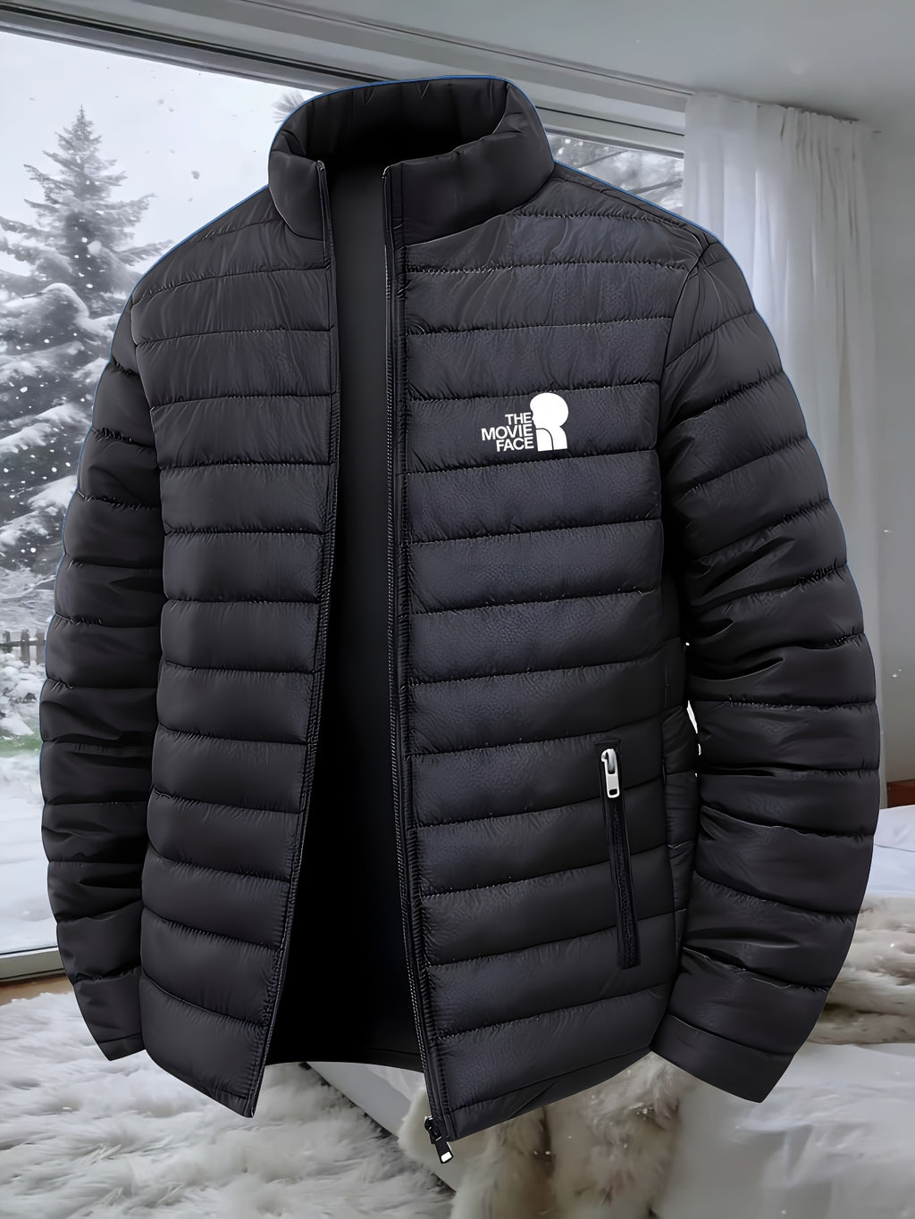 Veste pour homme, à col montant, gris