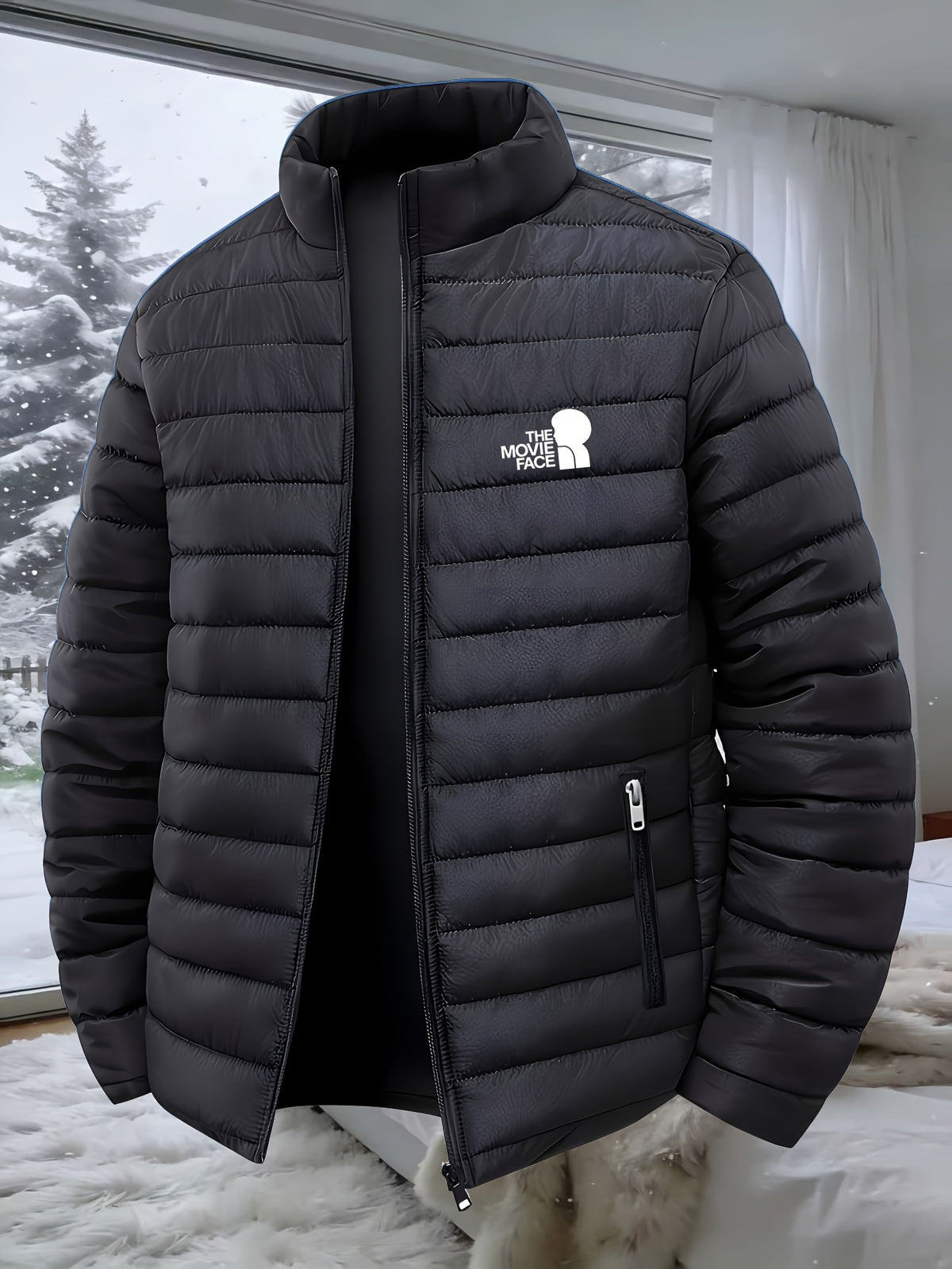 Veste pour homme, à col montant, gris