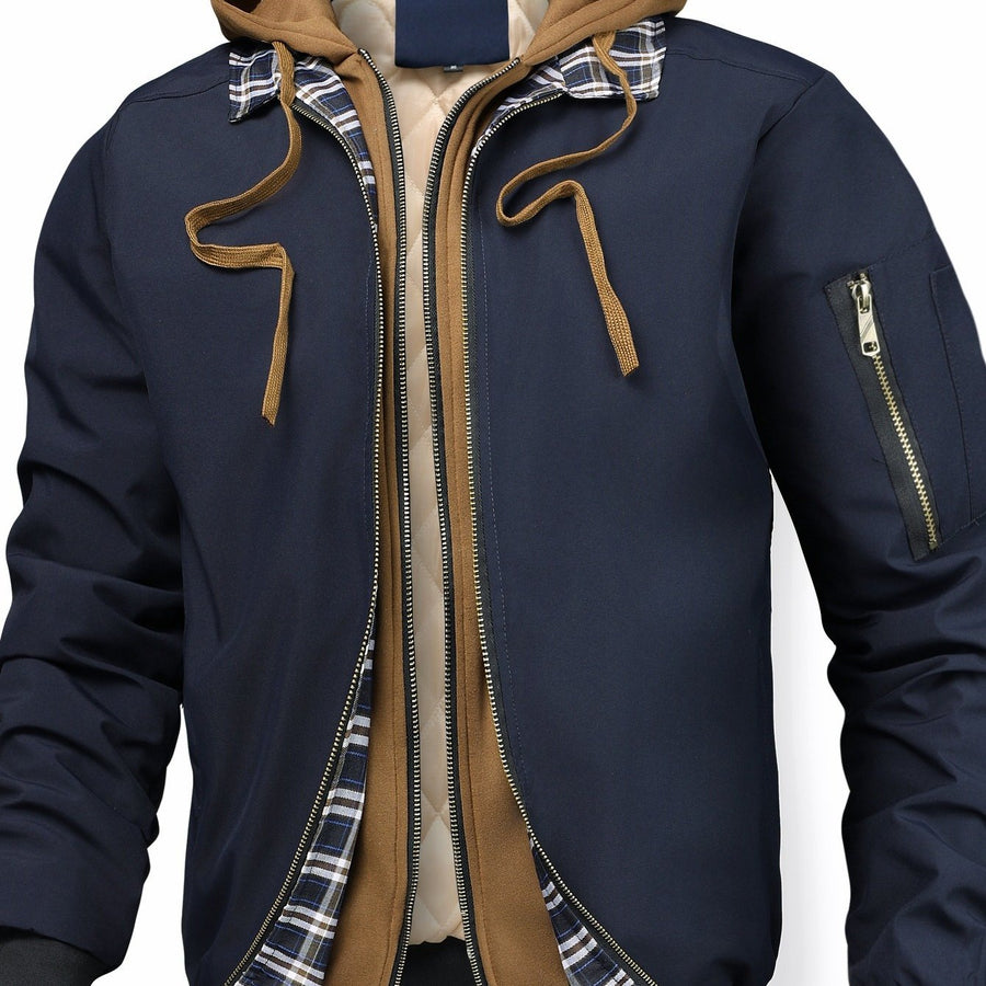 Veste, à capuche, conventionnel, coloris bleu marine