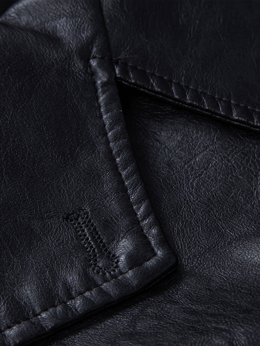 Manteau en cuir PU, à revers, détail du vêtement