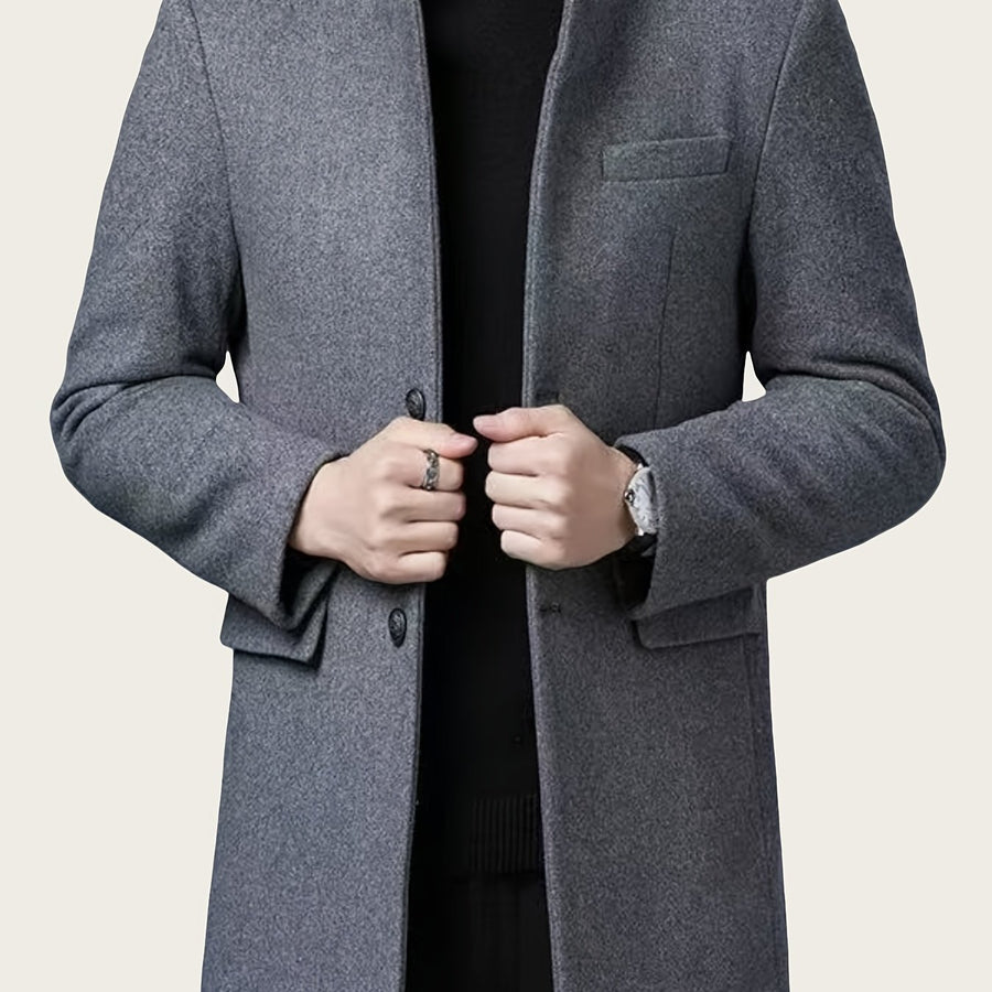 Manteau en laine mi-long, 50 % laine, tweed, noir, coloris gris foncé