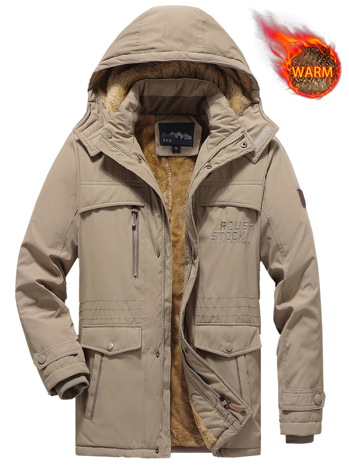 Veste long pour homme, à capuche, vert fougère