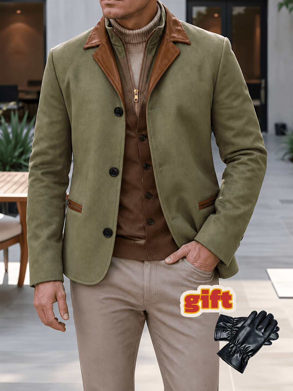 Manteau, tweed, à revers, bleu, photo 8