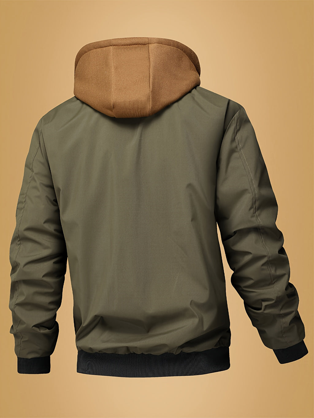Veste pour homme, à carreaux, à capuche, kaki
