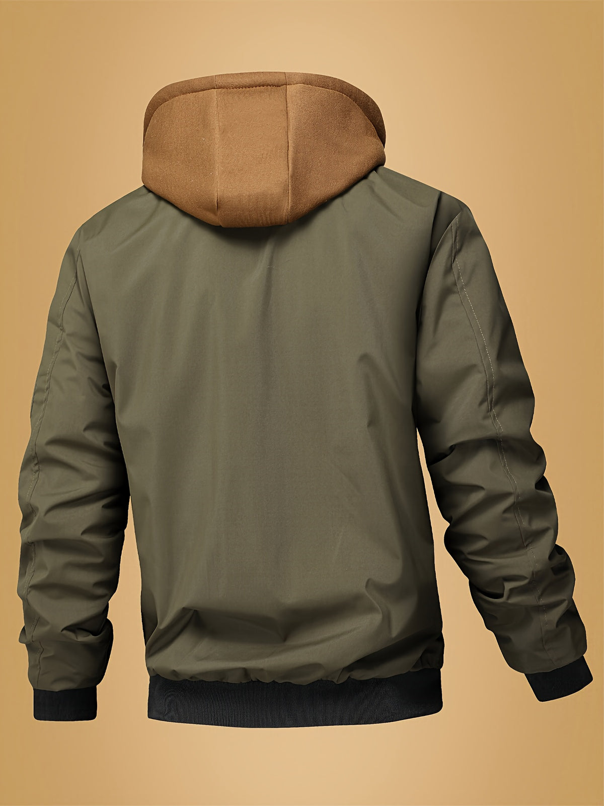 Veste pour homme, à carreaux, à capuche, kaki