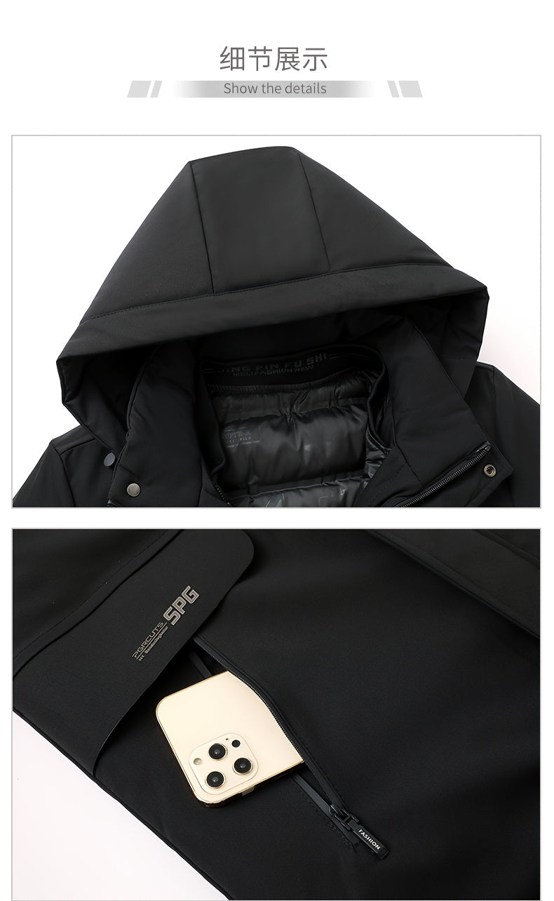 Veste long pour homme, à capuche, bleu